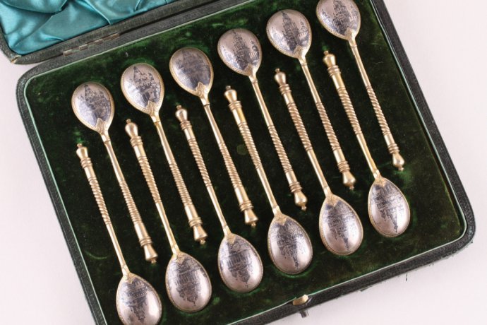 Набор кофейных ложек. Хлебников, Павлов. Серебро 84 пробы, чернение. Россия, XIX в.