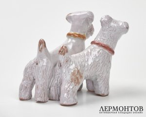 Статуэтка «Фокстерьеры». Керамика, вероятно Izsépy Margit, Венгрия, 1950-е годы