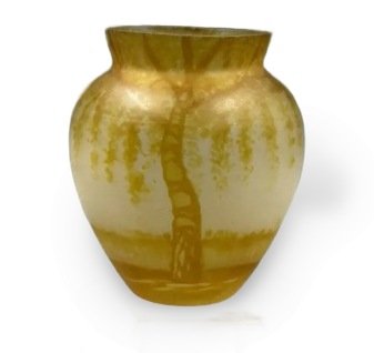 Миниатюрная ваза «Пейзаж с деревом». Многослойное стекло, Montanoro, 1900–1930