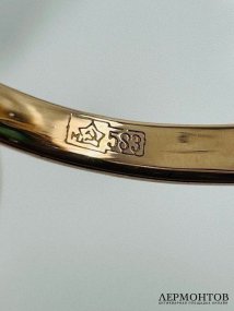 Кольцо с изумрудом. Золото 583 пробы, СССР, 2-я половина 20 века