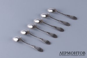 Набор кофейных ложек. Хемпель. Серебро 84 пробы. Варшава, Россия. 1908-1917.