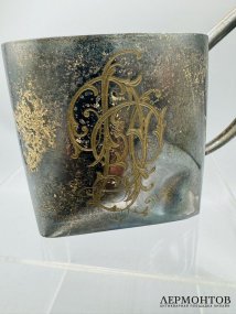 Подстаканник в стиле модерн с инициалами. Серебро 84 пробы, золочение, С. Мясоедов, Россия, 1899–1908 годы