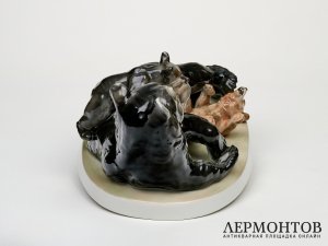 Статуэтка «Медведица с медвежатами». Фарфор, Rosenthal, Германия