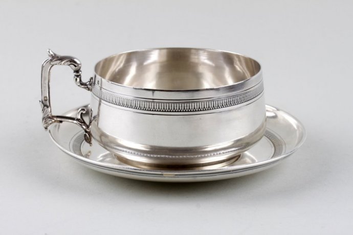 Чайная пара в классическом стиле Boulenger. Серебро 950 пробы. Франция, XIX век.