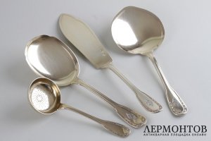 Сервировочный десертный набор. Серебро 950 пробы, золочение. Франция