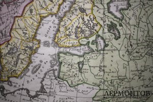 Карта Северной Европы, включая европейскую часть России. Р. Бонне. Париж, 1780 год.