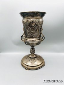 Кубок губернского предводителя дворянства графа Г. Кейзерлинга. Серебро 84 пробы, золочение, И. Сазиков, Россия, 1873 год