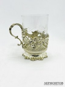 Подстаканник с цветочными букетами. Серебро 875 пробы, Gebrüder Deyhle, Германия, 1909–1917 годы