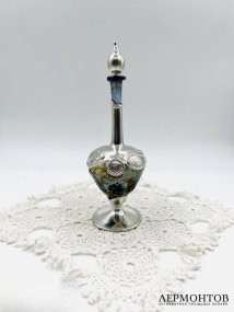 Флакон для благовоний. Серебро 925 пробы, цветное стекло, Западная Европа, начало 20 века