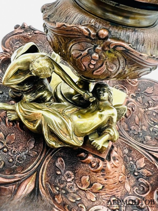 Чернильница «Юноша и лесная нимфа». Бронза, фарфор, Западная Европа, начало 20 века