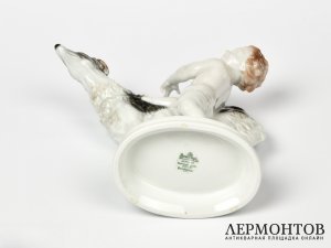 Статуэтка «Путти и борзая». Фарфор, Rosenthal, Германия, 1950 год
