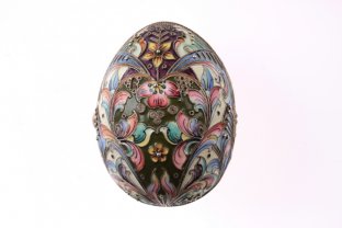 Яйцо-кошелек. Расписная эмаль по скани. Серебро 84 пробы. Российская империя