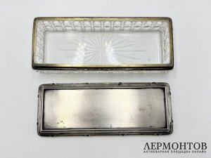 Большая шкатулка. Россия, мастер Брагин, 19 век. Серебро 84 пробы, хрусталь.
