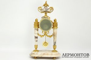 Каминный гарнитур - часы и канделябры. Бронза, мрамор. Франция, 1870-80е гг.