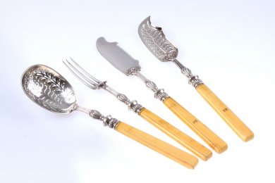 Набор для закусок Cardeilhac. Серебро 950 пробы, кость. Франция