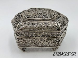 Большая шкатулка. Россия, 1960-70 гг. Серебро 925 пробы, скань.