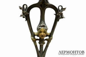 Лампа в стиле Модерн Австрия, автор модели J. Hery , 1900-е гг., Шпиатр, латунь.