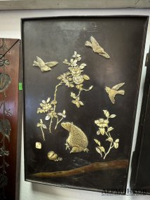 Парные настенные панно с птицами. Дерево, кость, резьба, Япония, конец 19 века