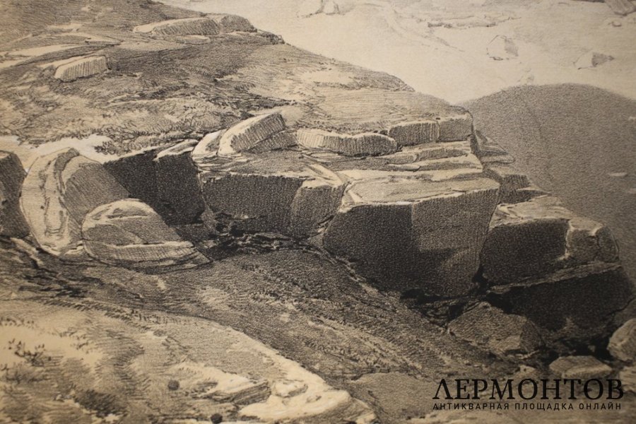 Литография.  Долина смертной тени. У. Симпсон. Крымская война. Лондон, 1855 г.